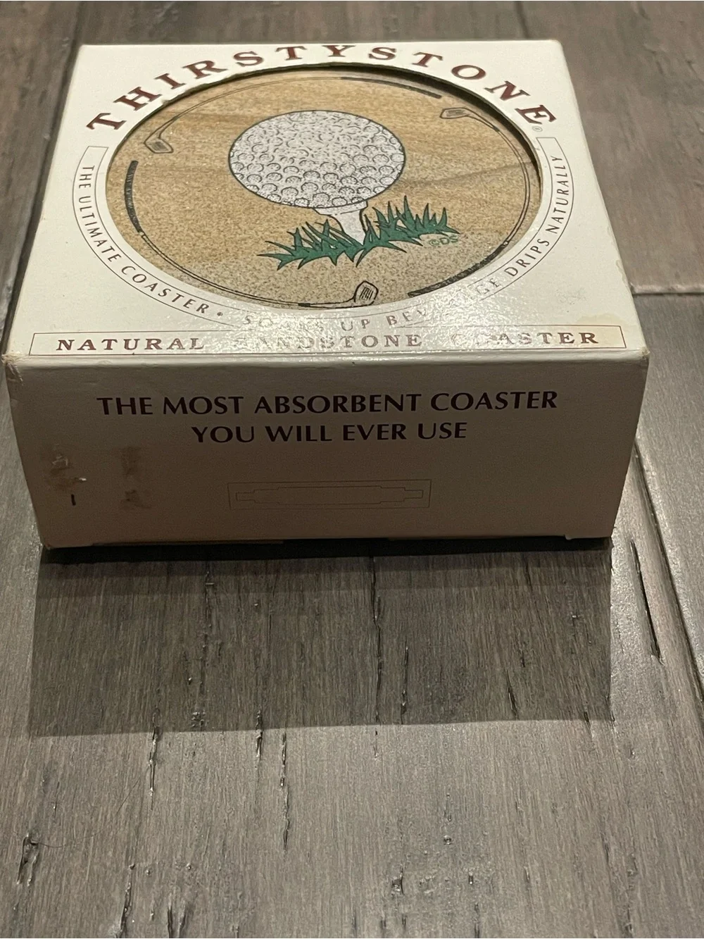Vintage 1994 Thirstystone Golf Ball Sandstone Coasters Set of 4 USA w/ Box